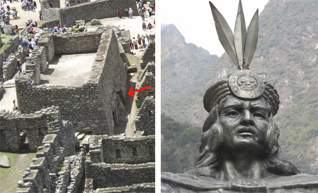mausoleum of the Inca Pachacutec (red arrow)
